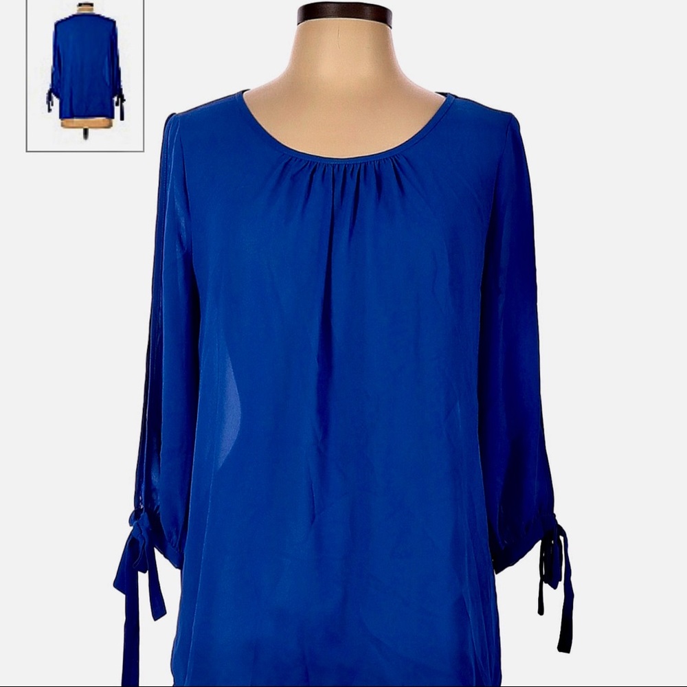 Royal blue open sleeve blouse